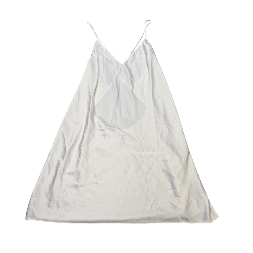 Victoria's Secret Satin Slip Dress Women's Size Medium White Chemise Open Back
